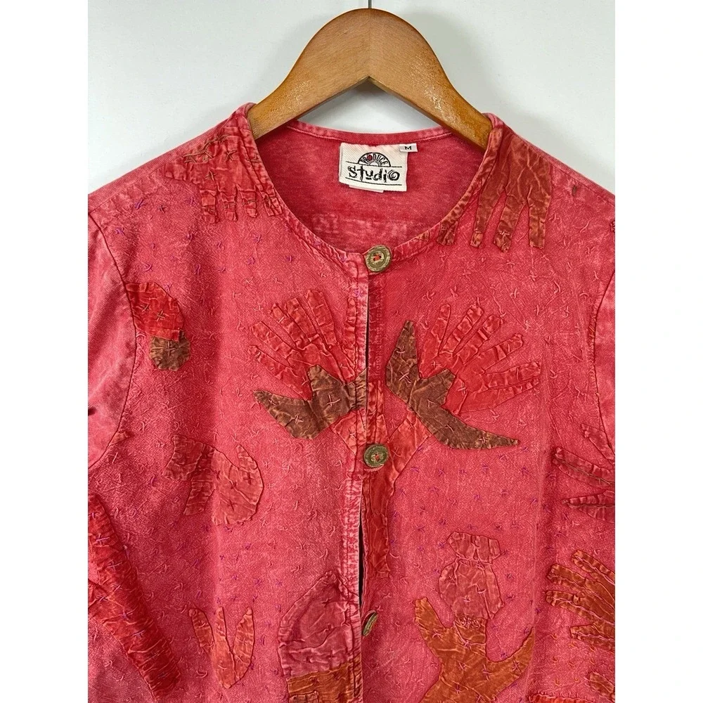 Vintage Studio Produce Embroidered Top & Pants Set Sz M Hippie Boho Art-to-Wear